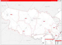 San PatricioCounty, TX Wall Map Zip Code Red Line Style 2024